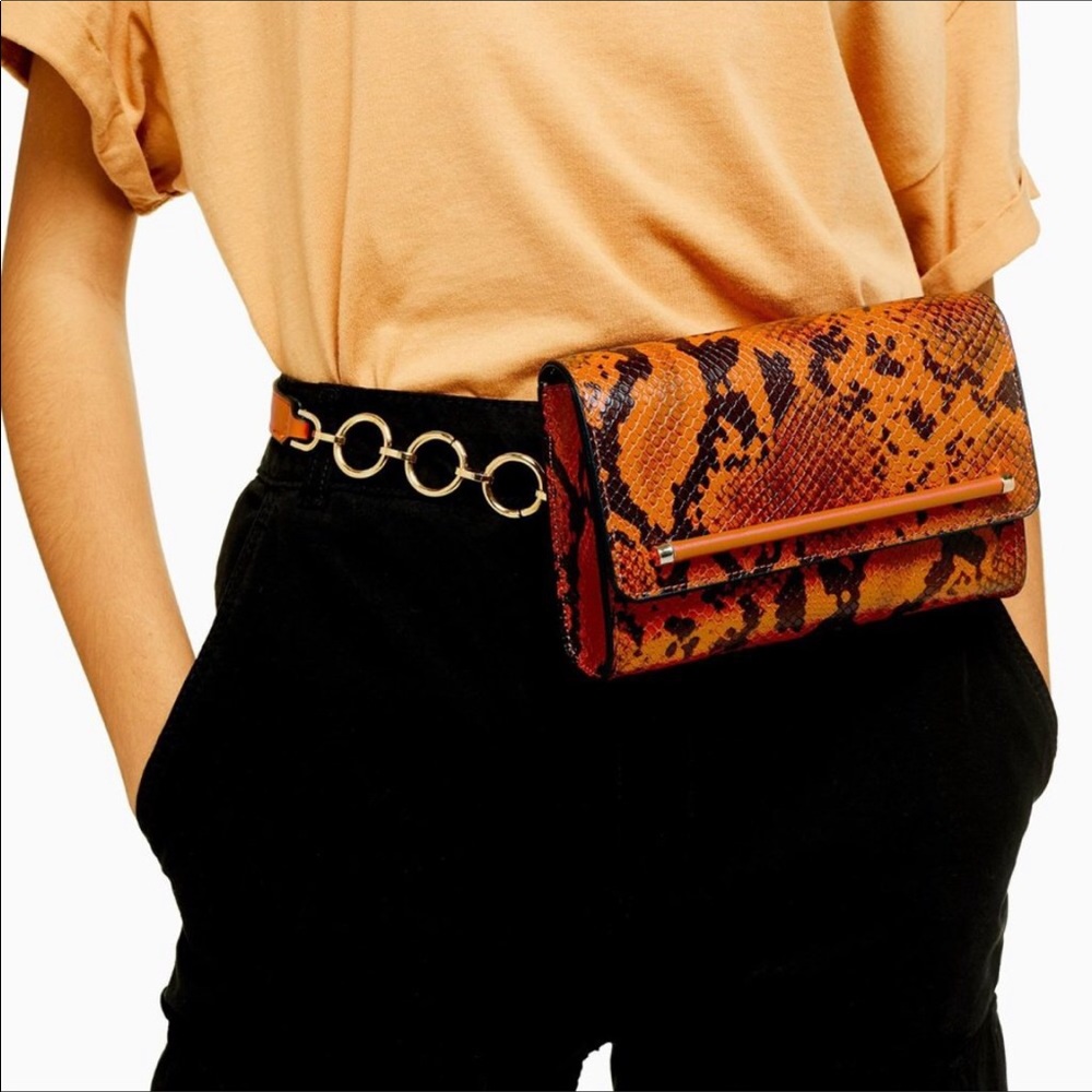 Topshop Mini Bag in Orange and Black with Compact Design